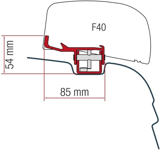 [98655Z030] Montageadapter luifel F40 Van - VW T5/t6 Ab 2003